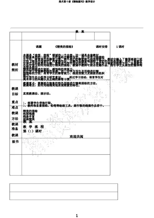 美术第十册《精细描写》教学设计