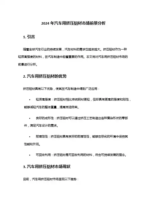 2024年汽车用挤压铝材市场前景分析