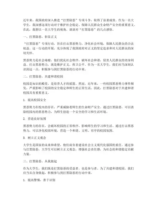 打黑除恶的感言大学生