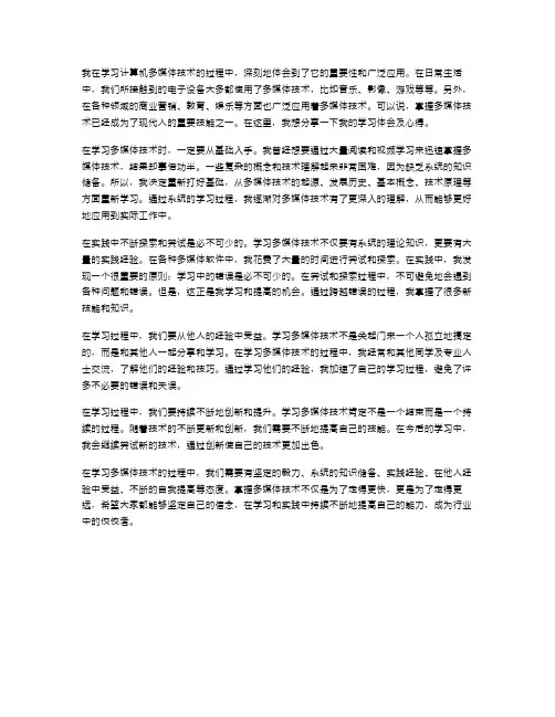 范文学习计算机多媒体技术心得体会
