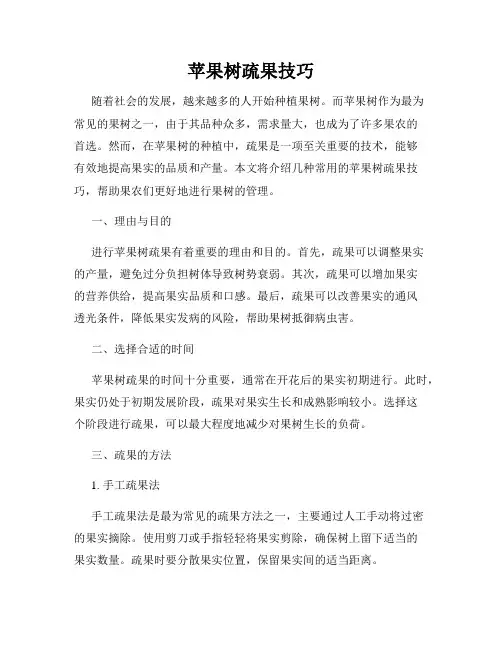 苹果树疏果技巧