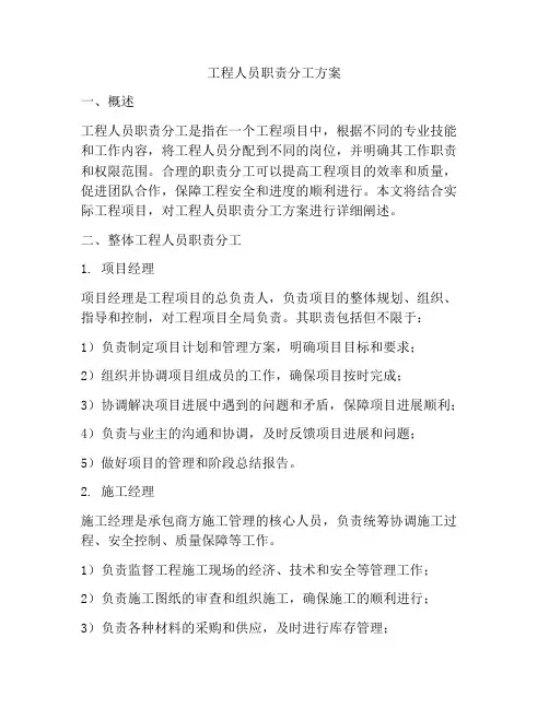 工程人员职责分工方案
