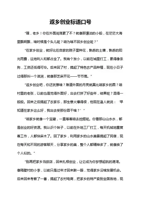 返乡创业标语口号