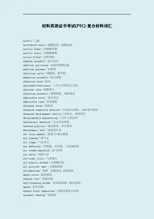 材料英语证书考试PEC-复合材料词汇