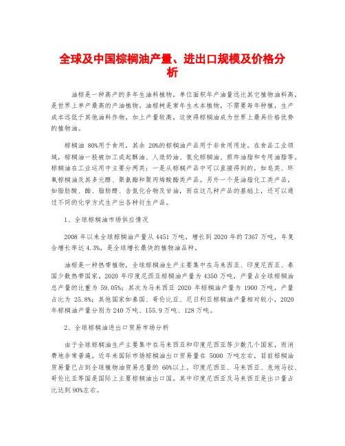 全球及中国棕榈油产量、进出口规模及价格分析