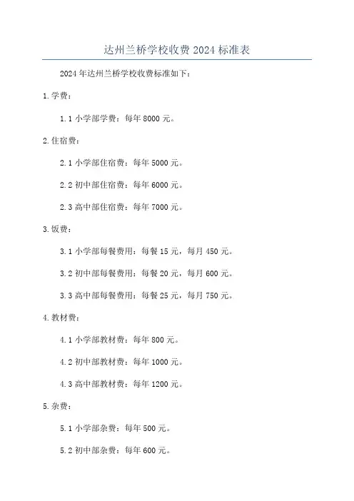 达州兰桥学校收费2024标准表