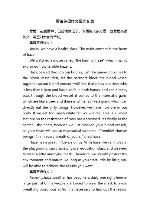 雾霾英语作文精选5篇