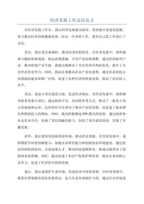 经济发展工作总结范文
