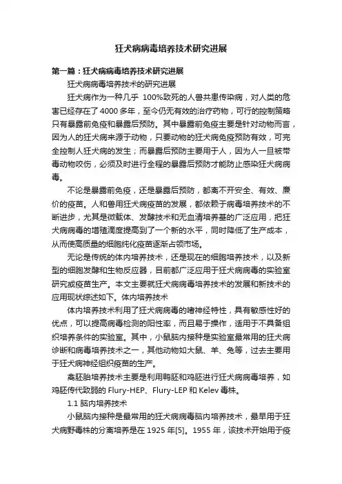 狂犬病病毒培养技术研究进展