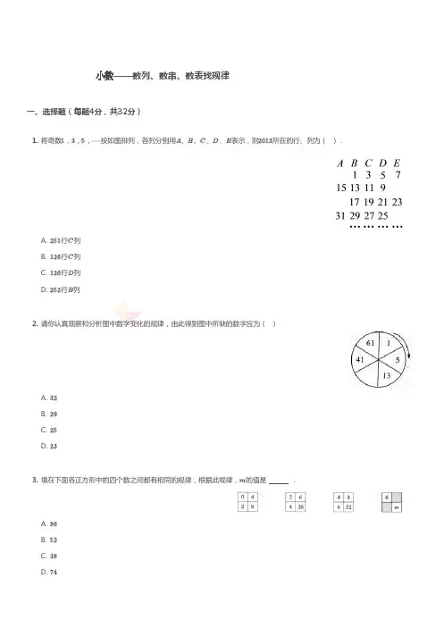 数列数表数串找规律模块