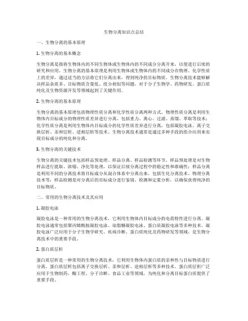 生物分离知识点总结
