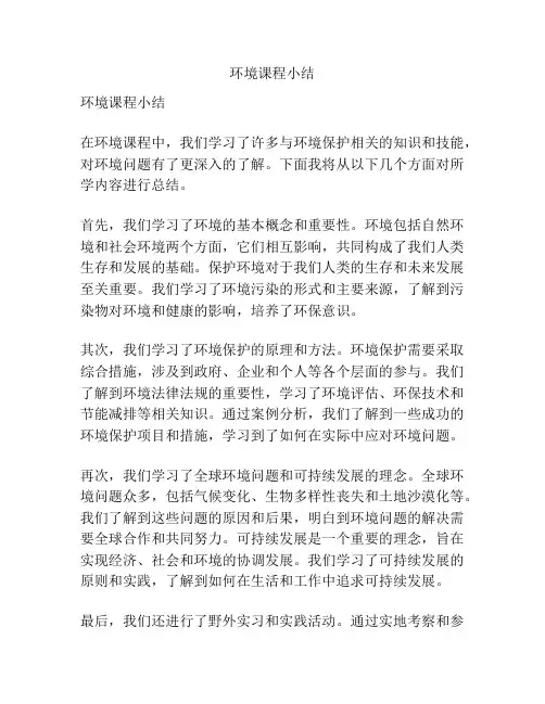 环境课程小结