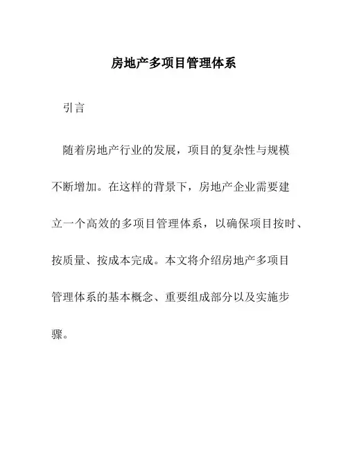 房地产多项目管理体系
