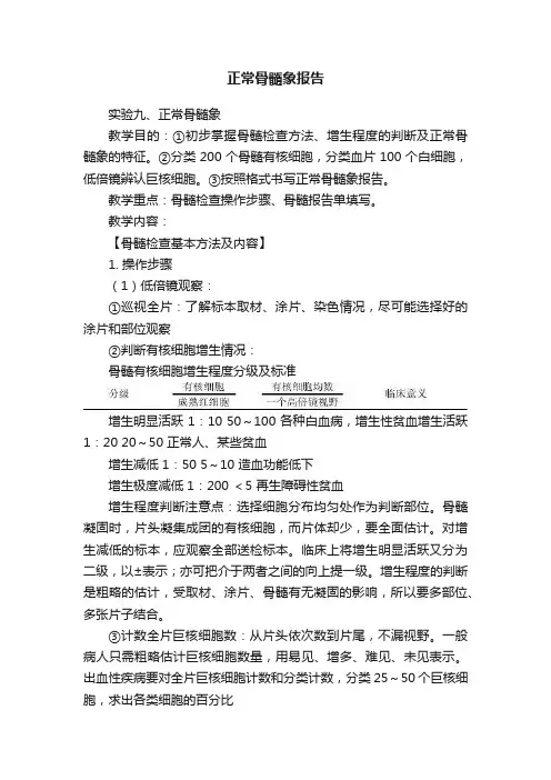 正常骨髓象报告