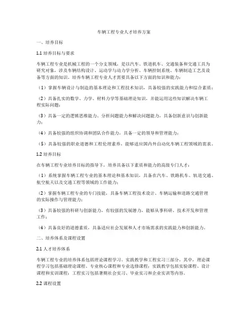 车辆工程专业人才培养方案