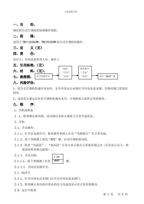组合式空调机组标准操作规程