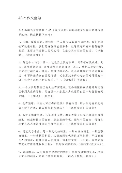 49个作文金句