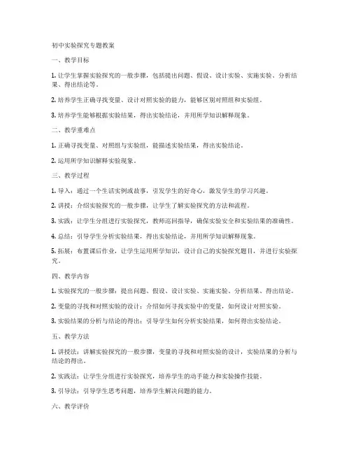 初中实验探究专题教案