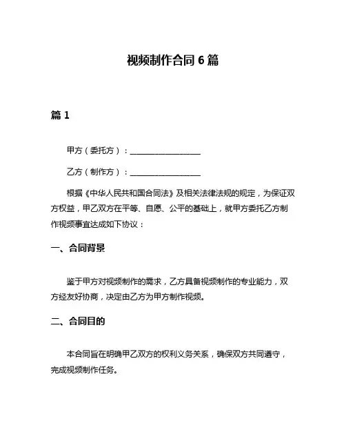 视频制作合同6篇