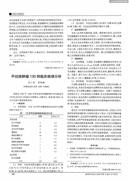 甲状腺肿瘤130例临床病理分析