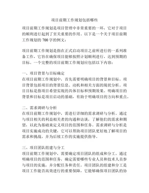项目前期工作规划包括哪些