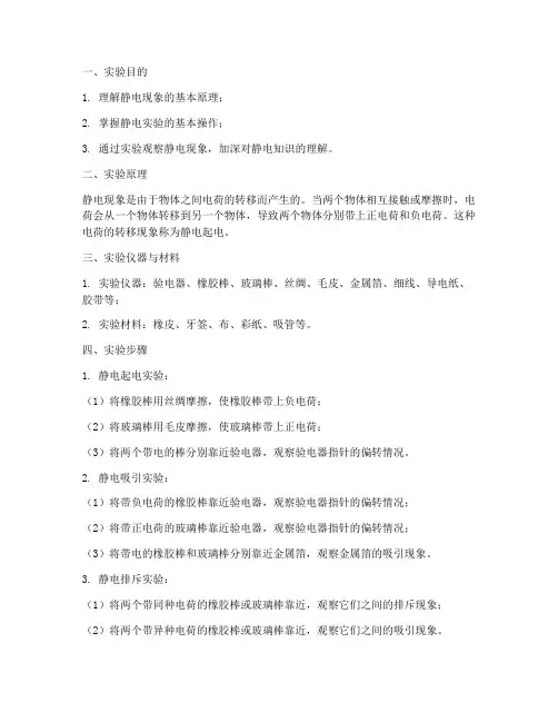 实验静电的实验报告