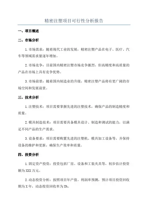 精密注塑项目可行性分析报告