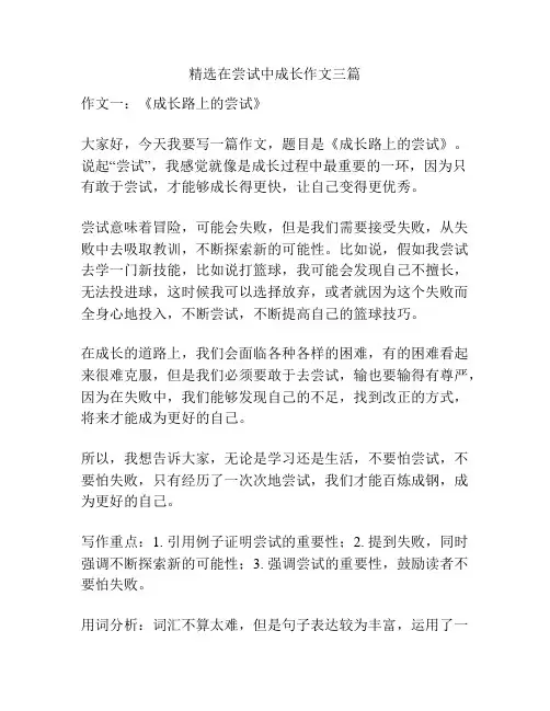 精选在尝试中成长作文三篇