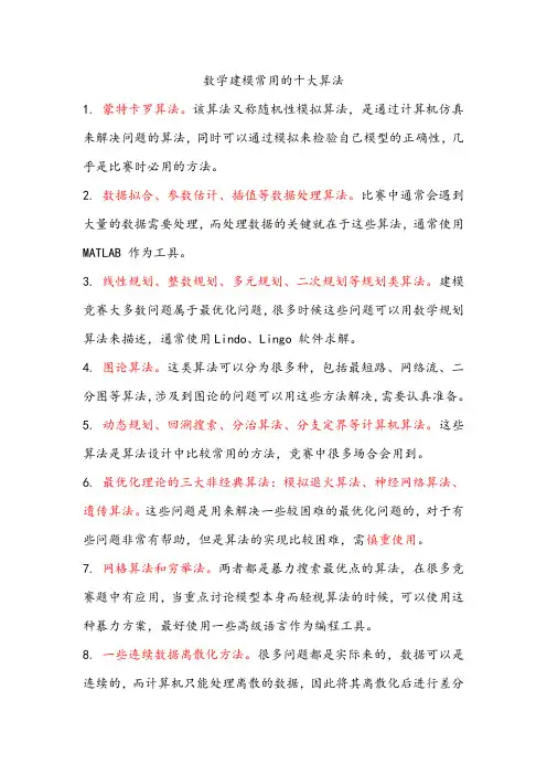 十大数学算法