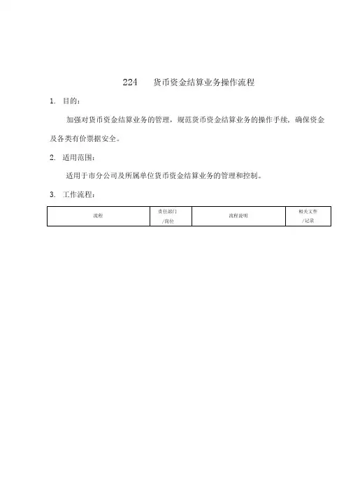 集团货币资金结算业务操作流程范例
