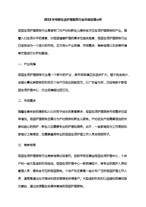 2023年母婴生活护理服务行业市场环境分析