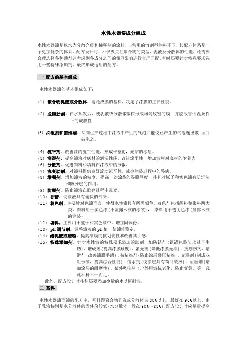 水性木器涂料配方