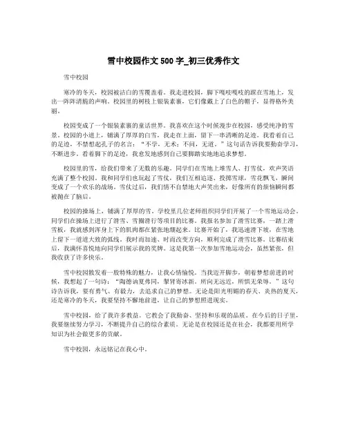 雪中校园作文500字_初三优秀作文