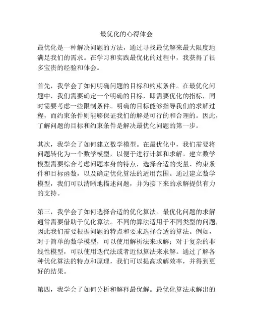最优化的心得体会