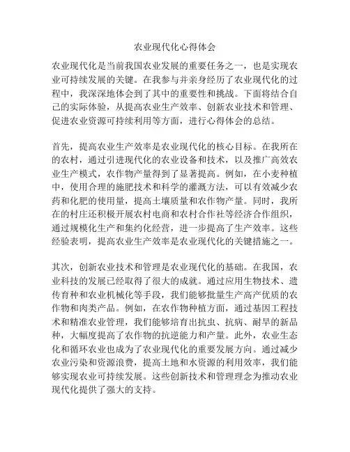 农业现代化心得体会