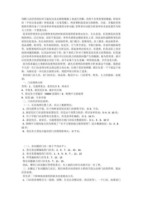 门店销售业绩分析