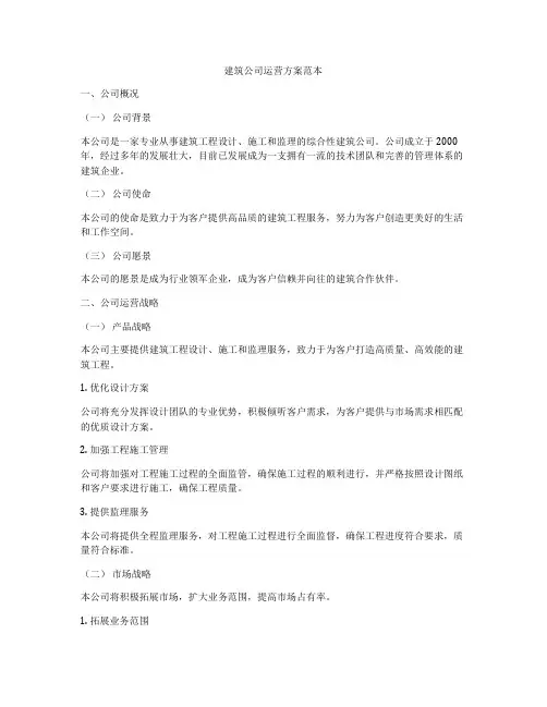建筑公司运营方案范本