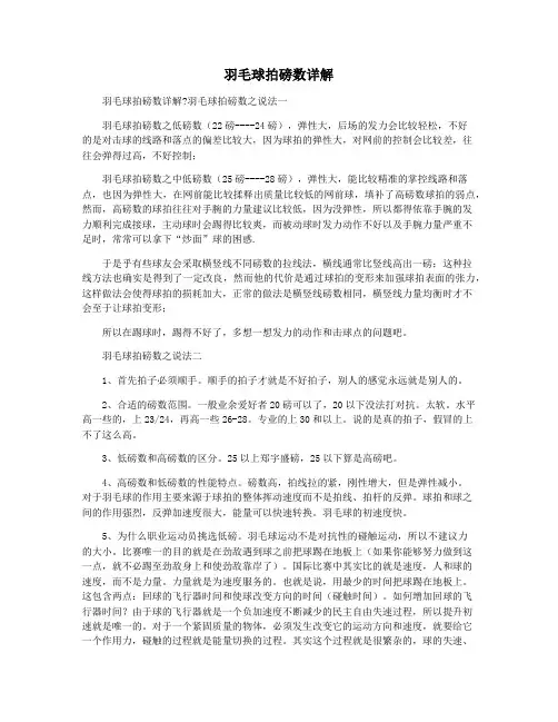 羽毛球拍磅数详解