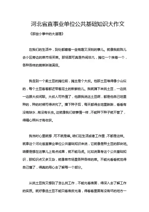 河北省直事业单位公共基础知识大作文