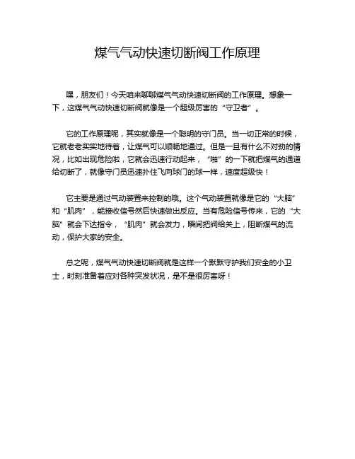 煤气气动快速切断阀工作原理