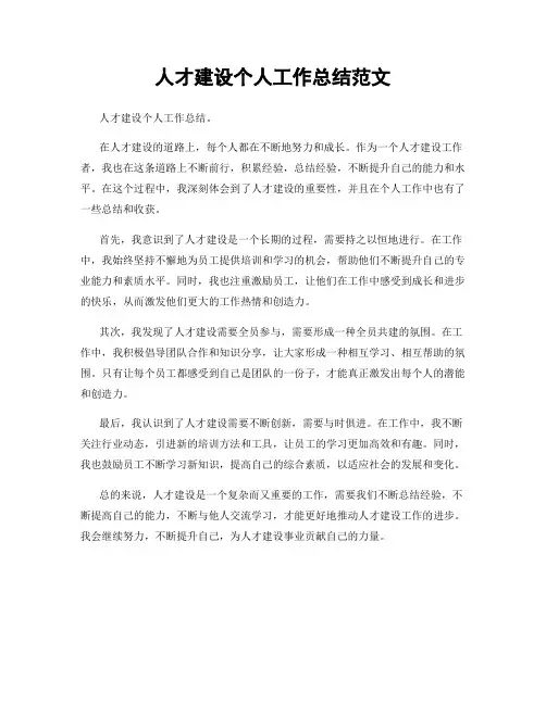 人才建设个人工作总结范文