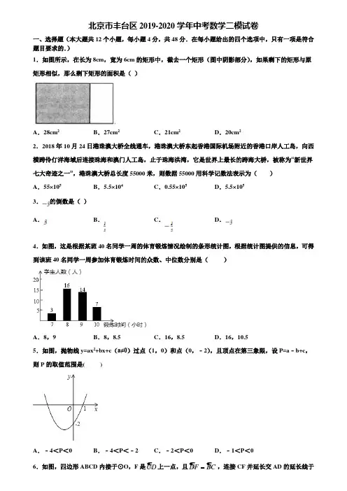 北京市丰台区2019-2020学年中考数学二模试卷含解析