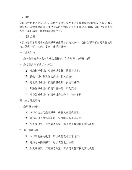 空调机房突发事件应急预案