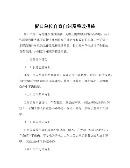 窗口单位自查自纠及整改措施