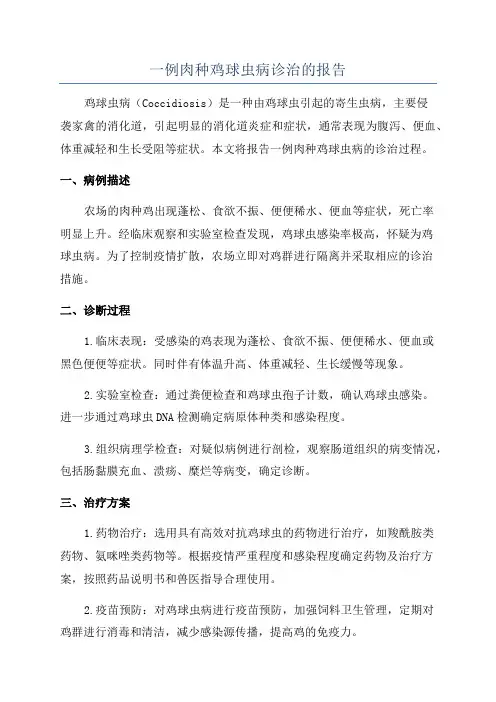 一例肉种鸡球虫病诊治的报告