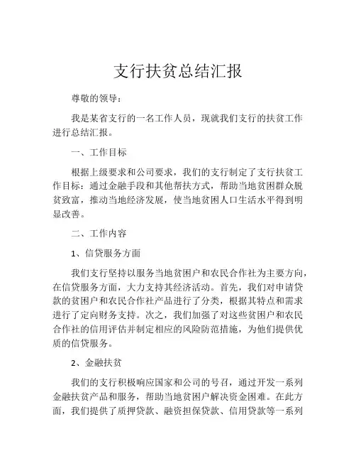 支行扶贫总结汇报