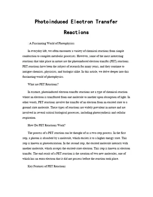 Photoinduced Electron Transfer Reactions