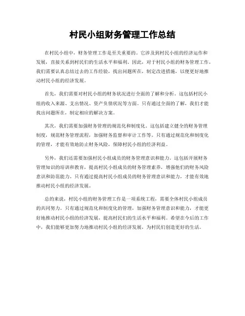 村民小组财务管理工作总结