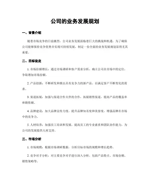 公司的业务发展规划