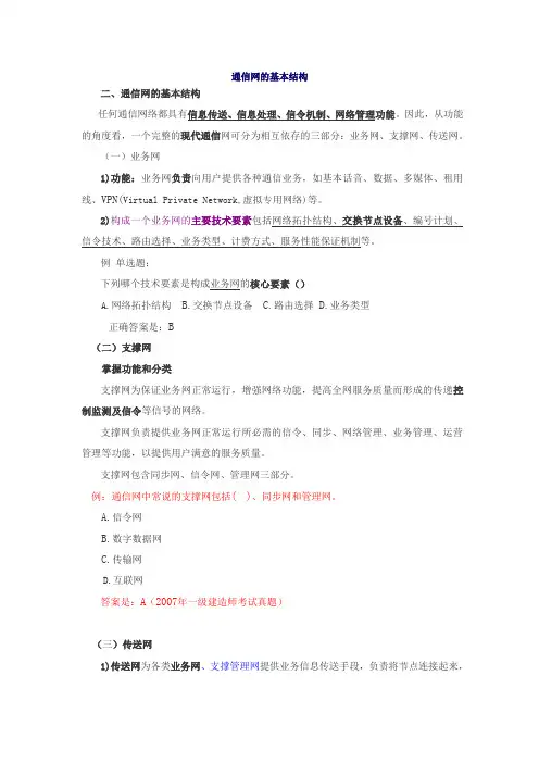 通信网的基本结构